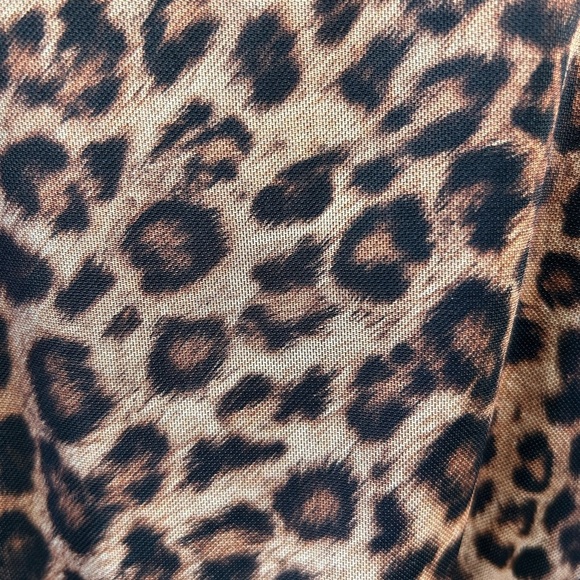 West of Melrose Brown and Black Leopard Print Slip with Lace Trim - Picture 5 of 5